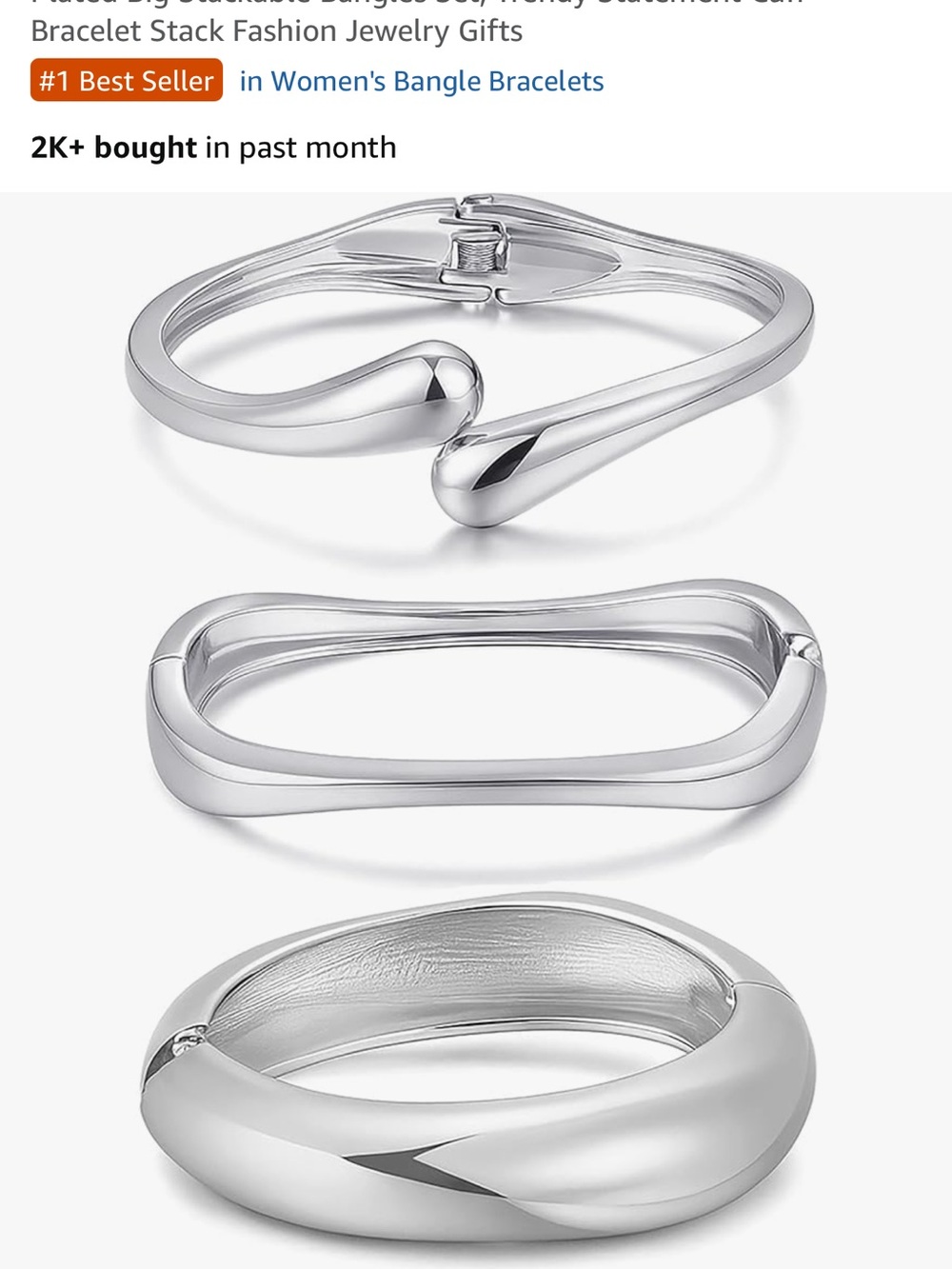 Amazon Silver Cuff Bracelet Stack - Picture 6 of 12
